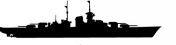 black and white silhouette of a naval cruiser