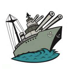 clipart of animated style battleship