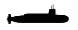 black and white silhouette of a submarine
